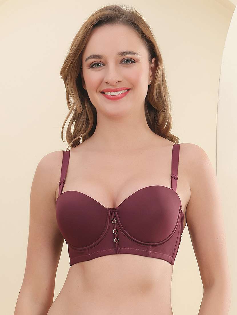 women solid lightly padded push up bra
