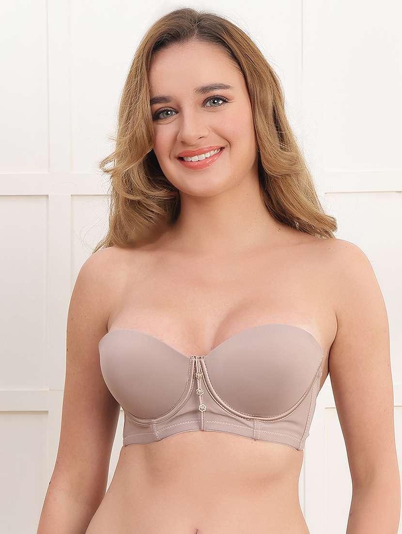 women solid lightly padded balconette bra