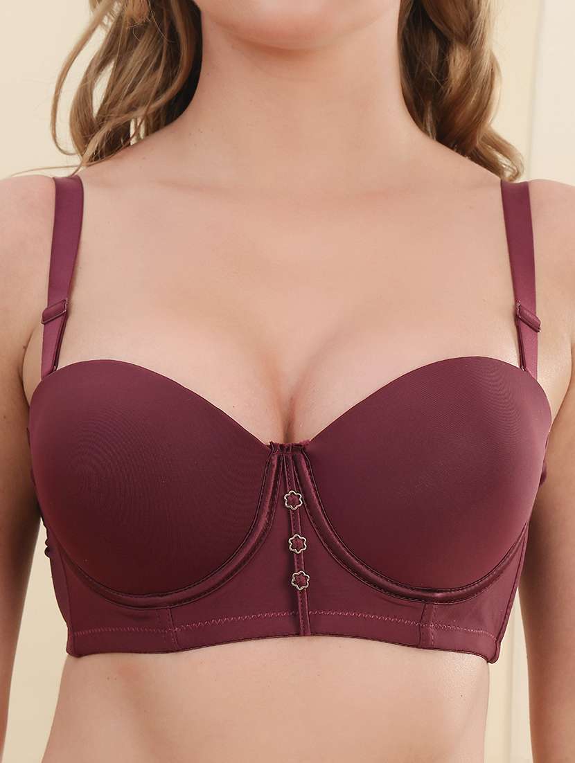 burgundy polyester balconette bra - 22337177 -  Standard Image - 5