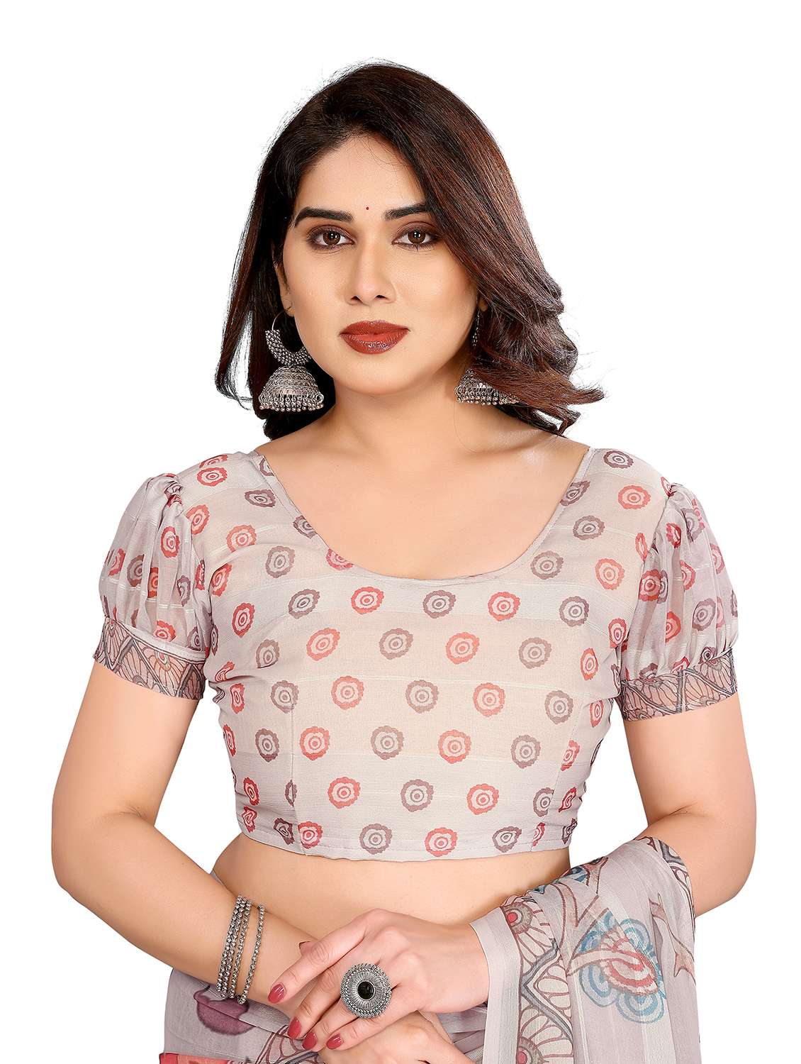 women printed casual wear saree with blouse - 22337231 -  Standard Image - 3