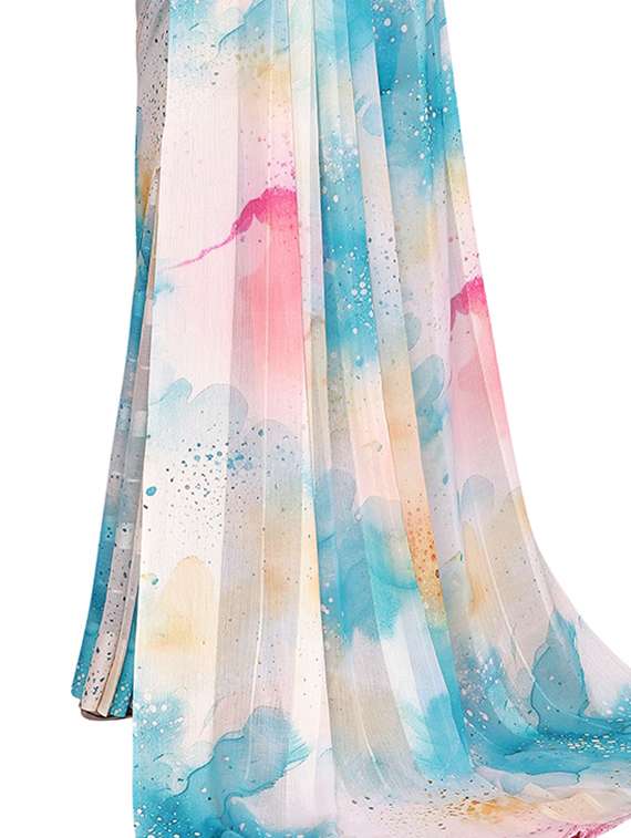 women printed casual wear saree with blouse - 22337237 -  Standard Image - 3