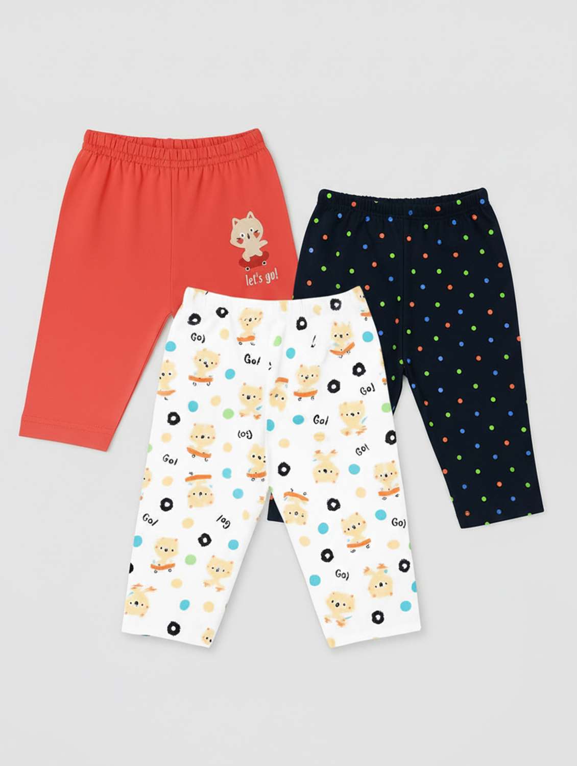 kids pack of 3 printed mid rise pyjama