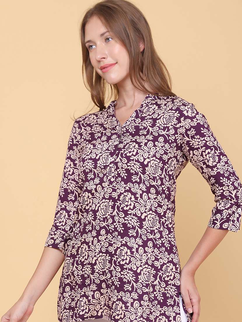 women printed three quarter sleeves kurti - 22337300 -  Standard Image - 3