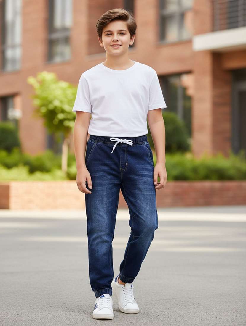 boys washed mid rise joggers