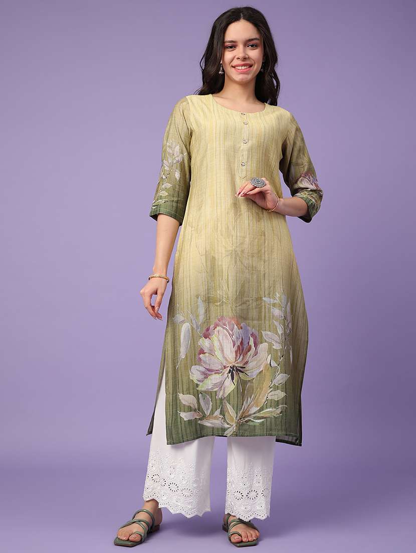 yellow cotton aline kurta