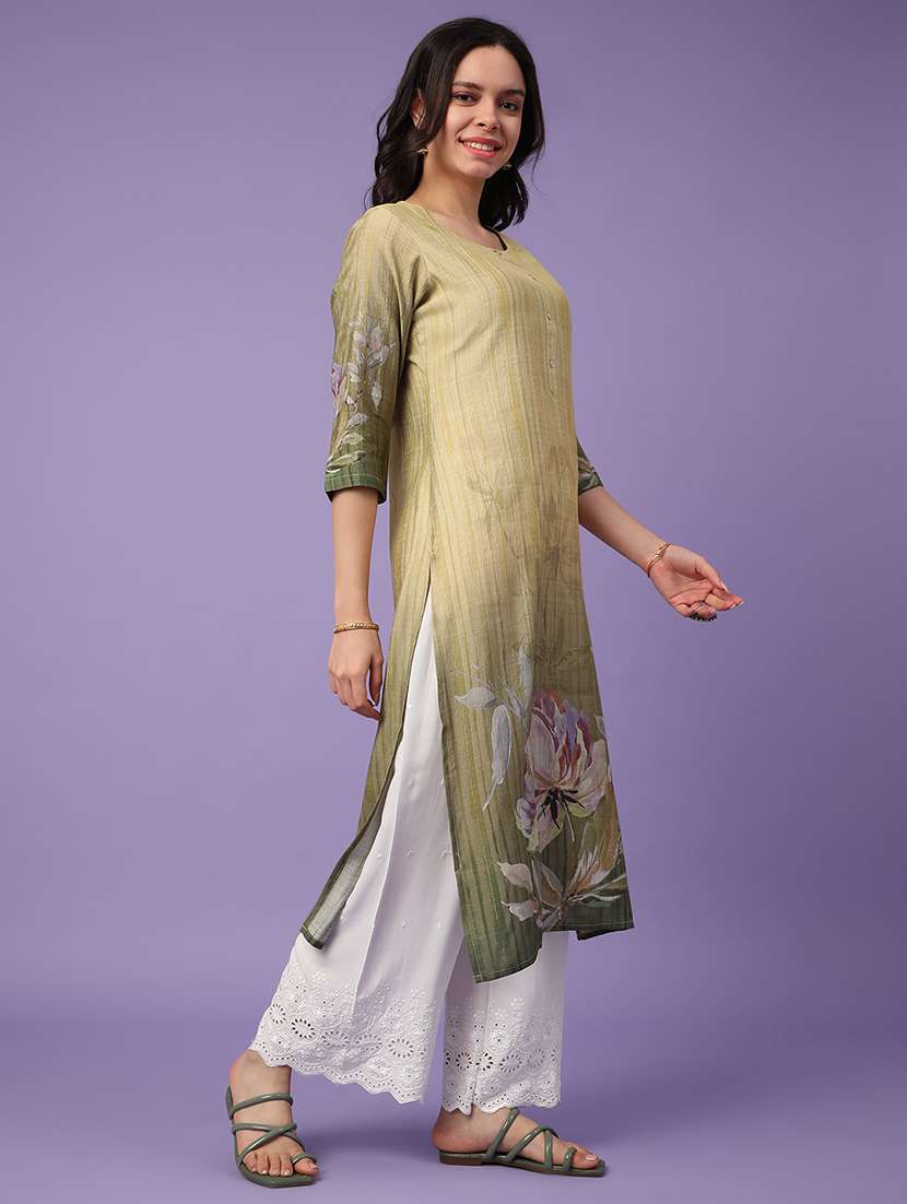 yellow cotton aline kurta - 22337359 -  Standard Image - 3