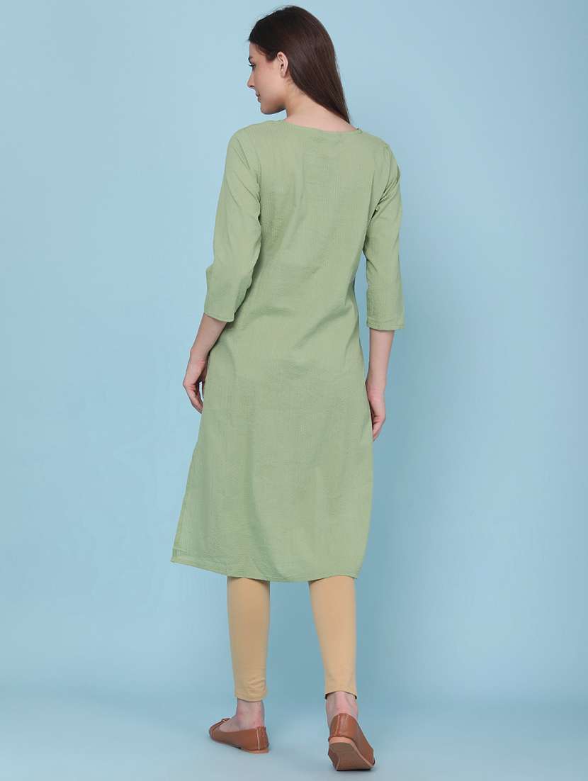 women embroidered three quarter sleeves kurta - 22337363 -  Standard Image - 5