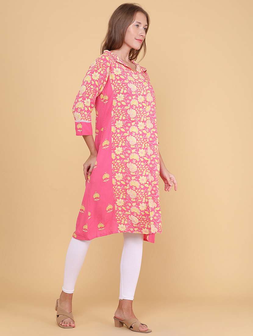 women printed three quarter sleeves a-line kurta - 22337369 -  Standard Image - 3