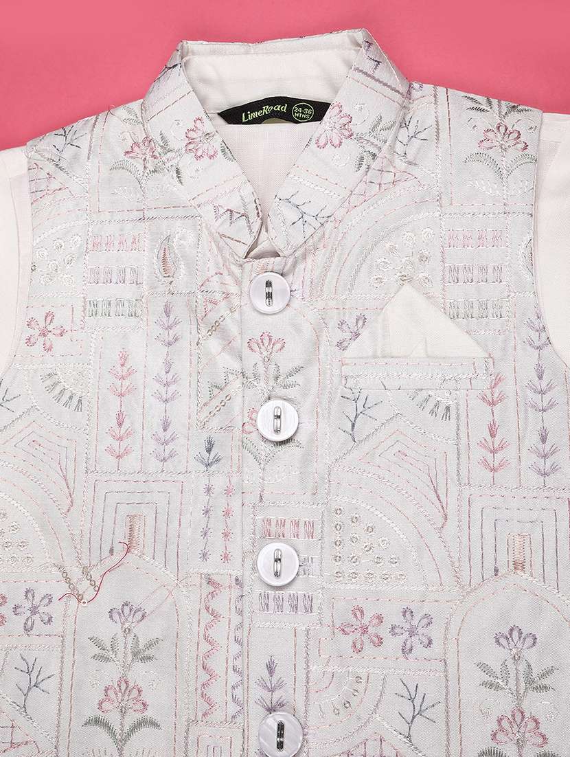 Boys Embroidered Mandarin Neck Kurta Set - 22337375 -  Standard Image - 3