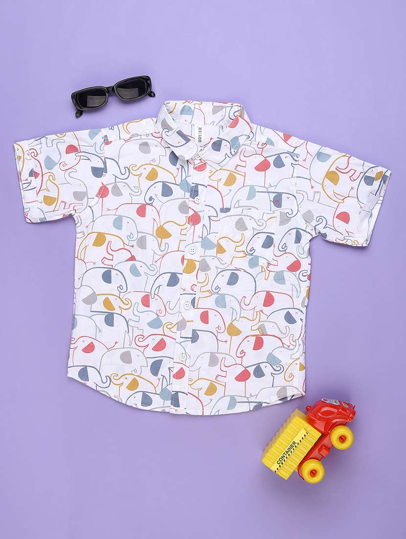 boys printed collared short sleeve shirt