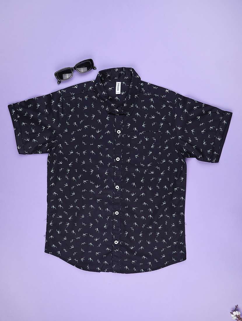 boys printed collared short sleeve shirt