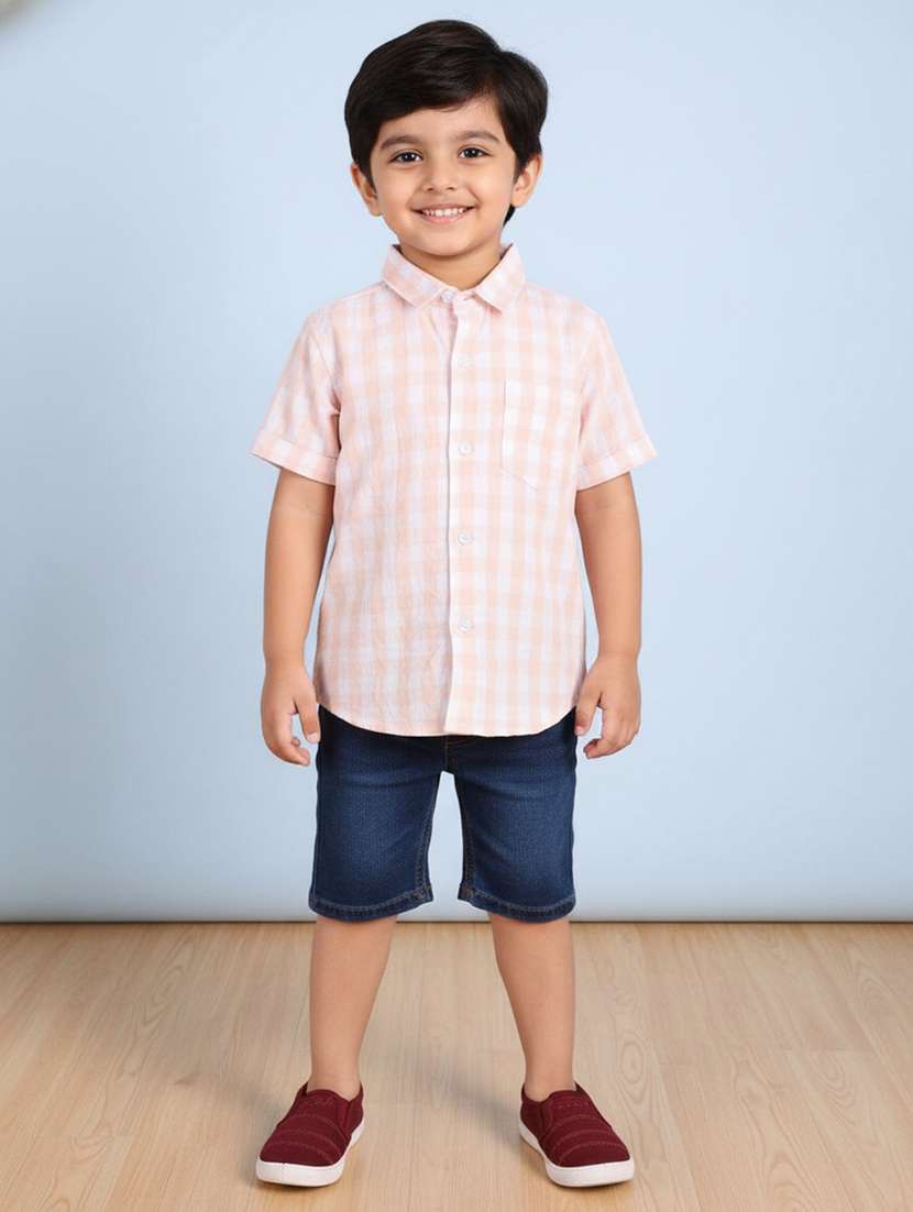 boys printed short sleeve collared shirt