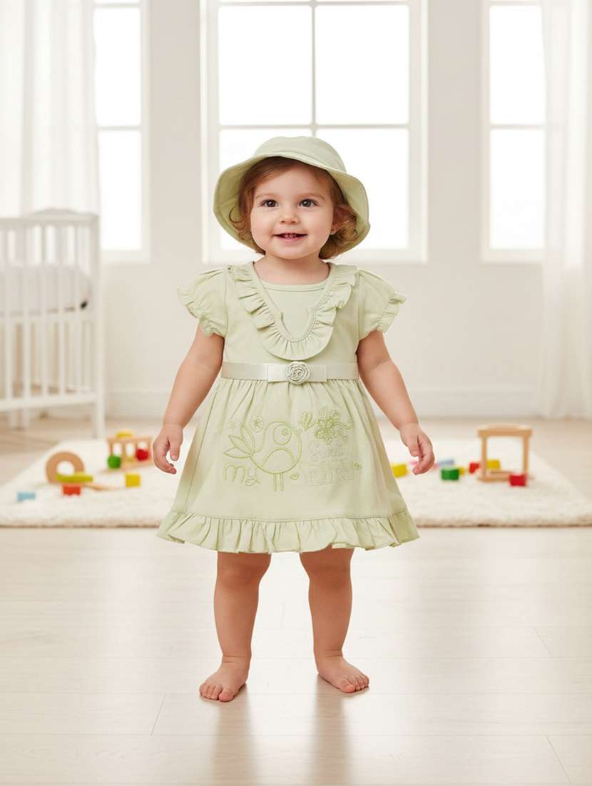 green cotton infant frock