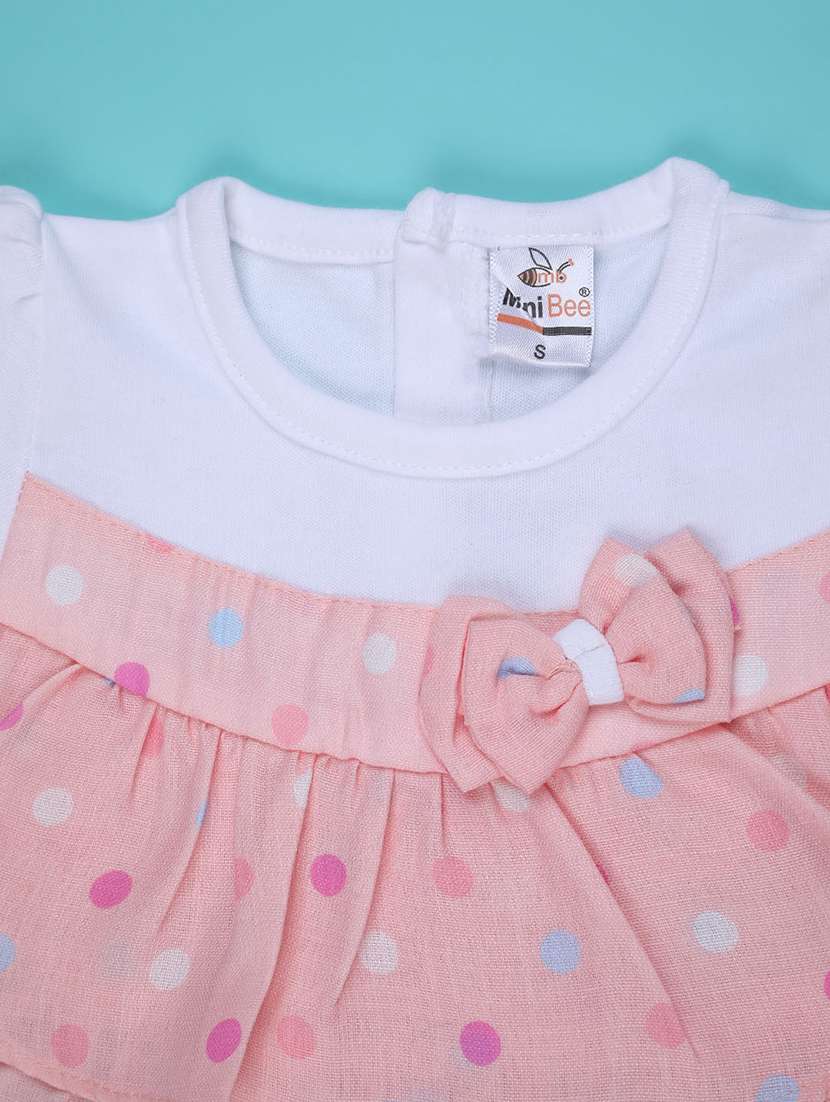 girls printed short sleeve frock with blommer - 22337402 -  Standard Image - 3