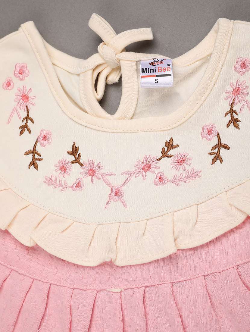 girls printed short sleeve frock with blommer - 22337414 -  Standard Image - 3