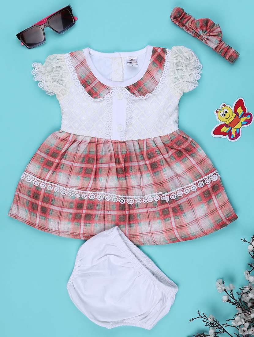 girls printed short sleeve frock with blommer