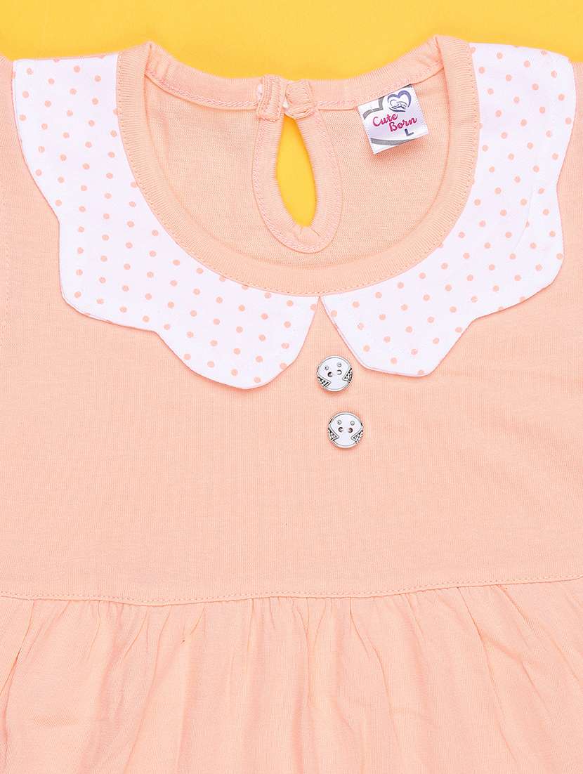 girls printed short sleeve frock with blommer - 22337442 -  Standard Image - 3