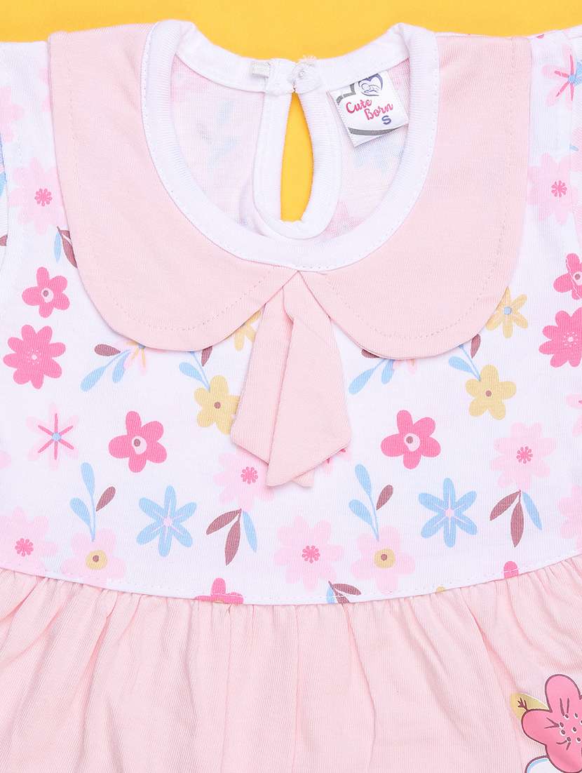 girls printed short sleeve frock with blommer - 22337468 -  Standard Image - 3