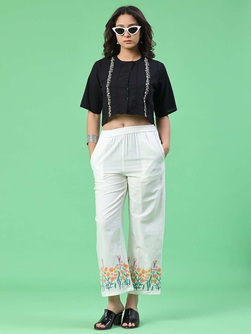 women embroidered short sleeves crop top - 22337472 -  Standard Image - 5