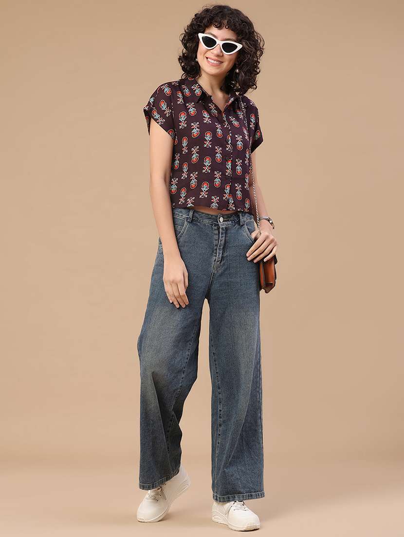 women printed short sleeves shirt style top - 22337474 -  Standard Image - 5