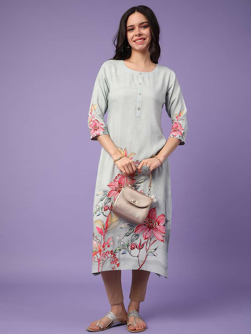 grey cotton straight kurta