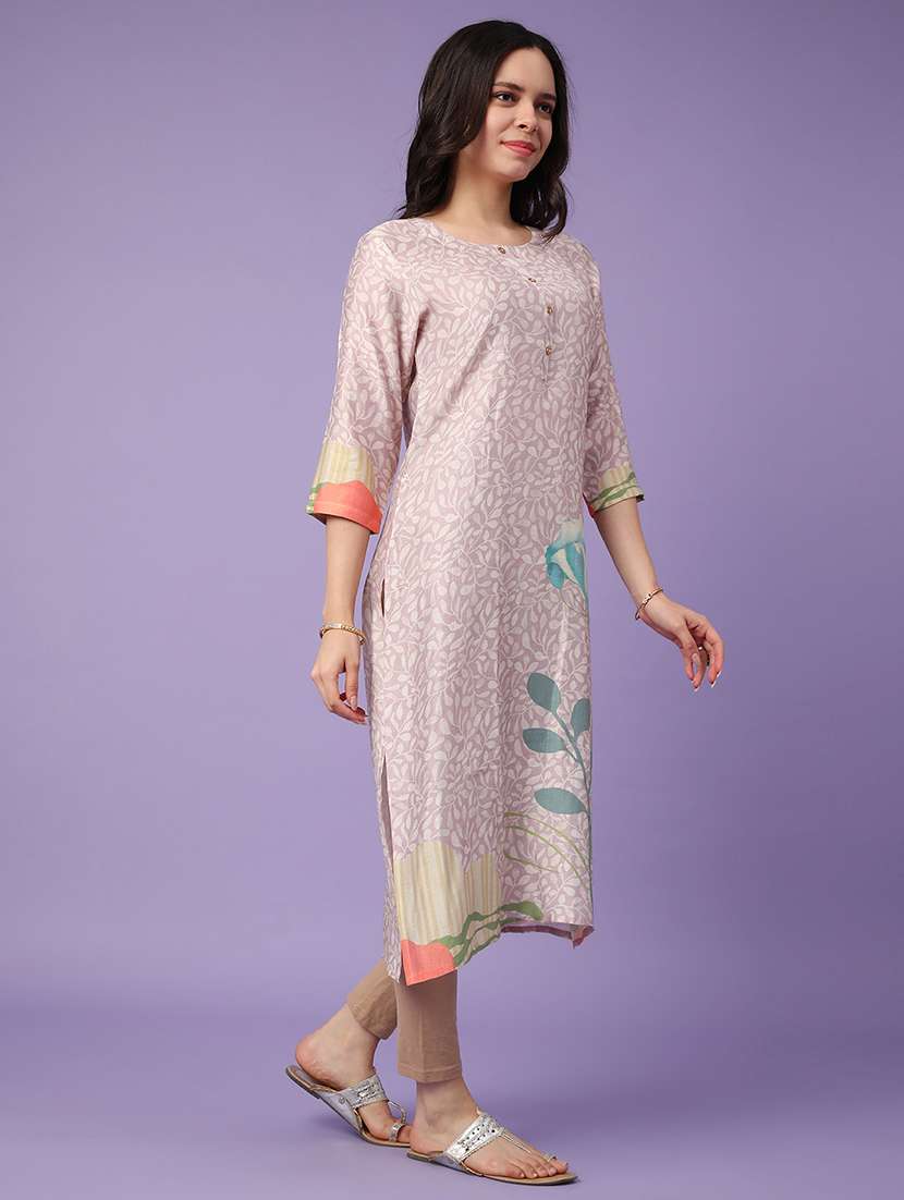 purple cotton straight kurta - 22337496 -  Standard Image - 3