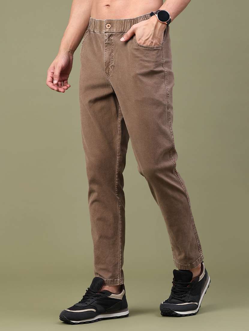 Men Solid Mid Rise Chinos Casual Trouser - 22337501 -  Standard Image - 3