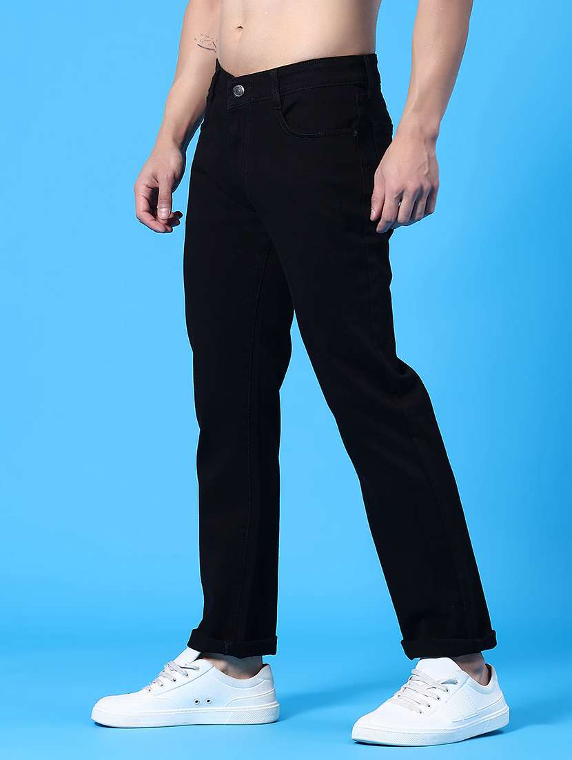 men plain mid rise full length straight jeans - 22337523 -  Standard Image - 3