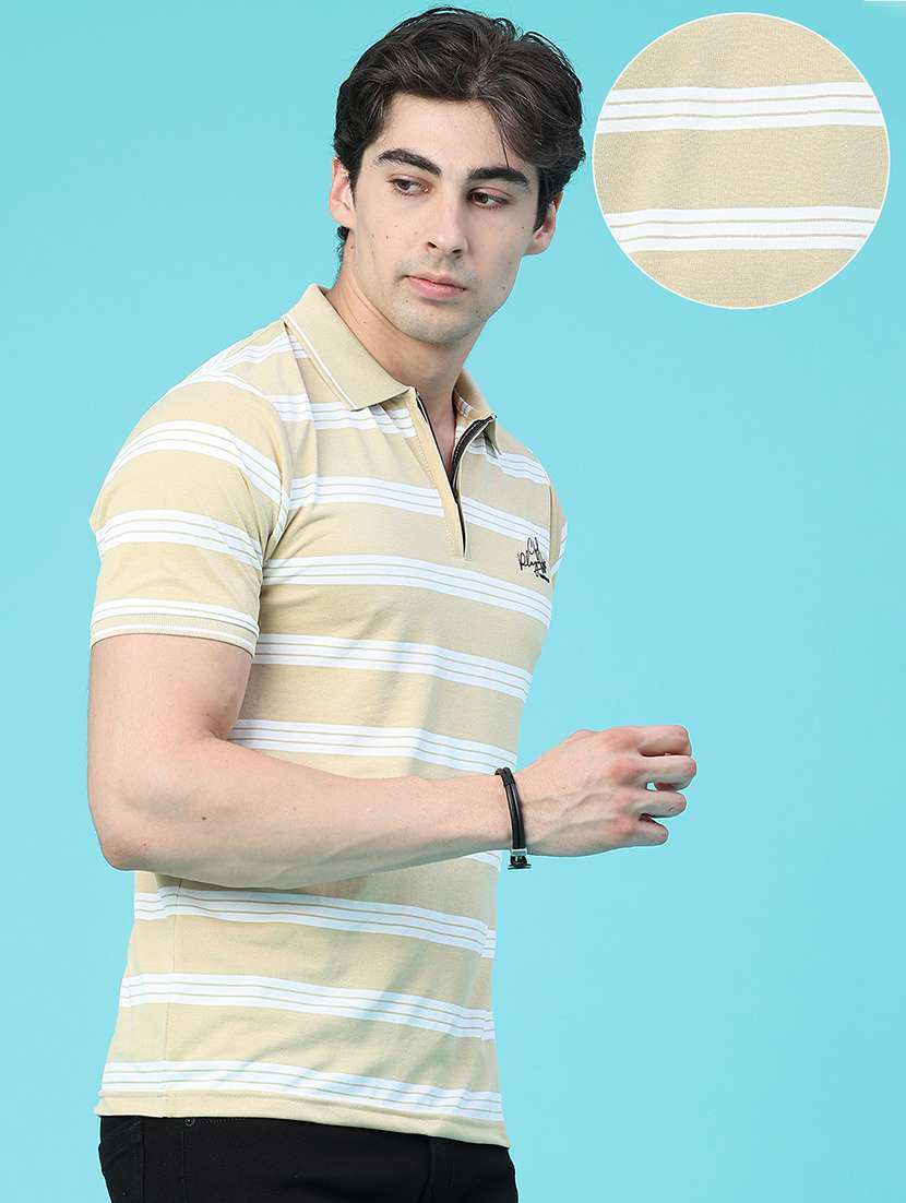 Men Striped Short Sleeve Slim Fit Polo T-shirt - 22337555 -  Standard Image - 3