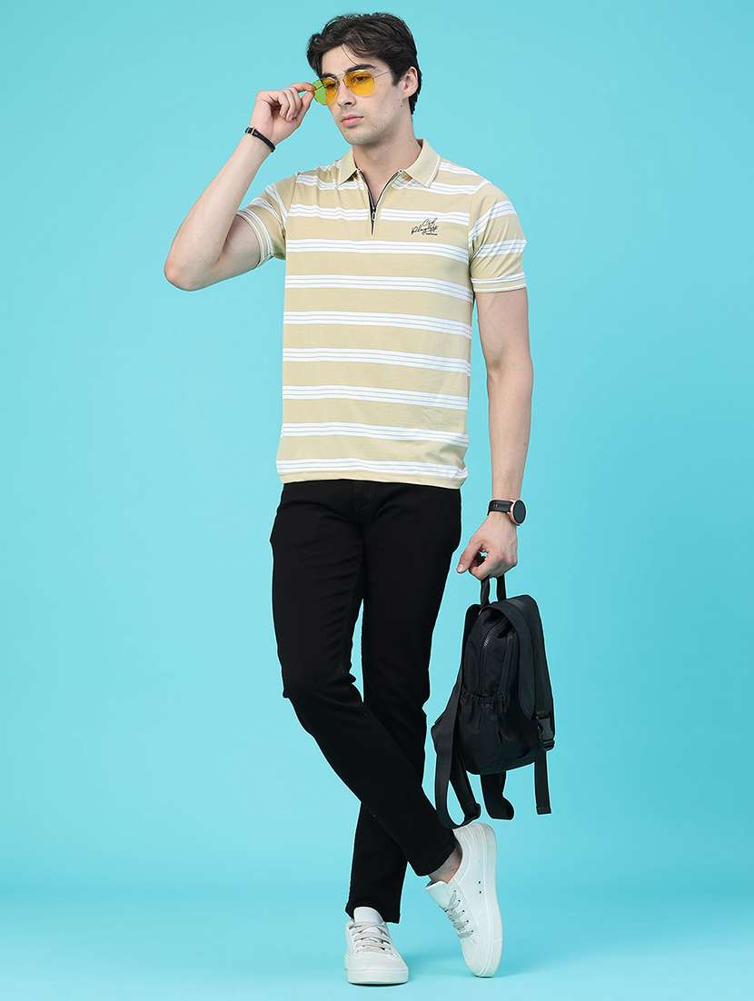 Men Striped Short Sleeve Slim Fit Polo T-shirt - 22337555 -  Standard Image - 5