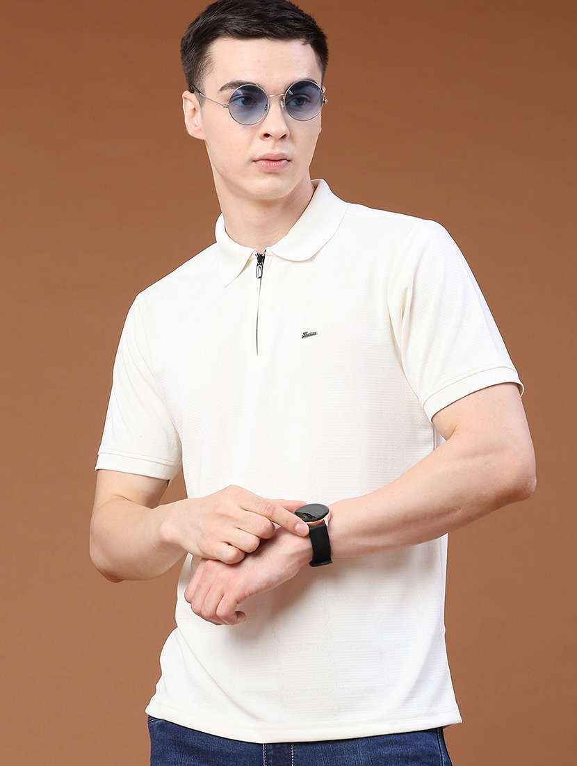men self design short sleeve regular fit polo t-shirt