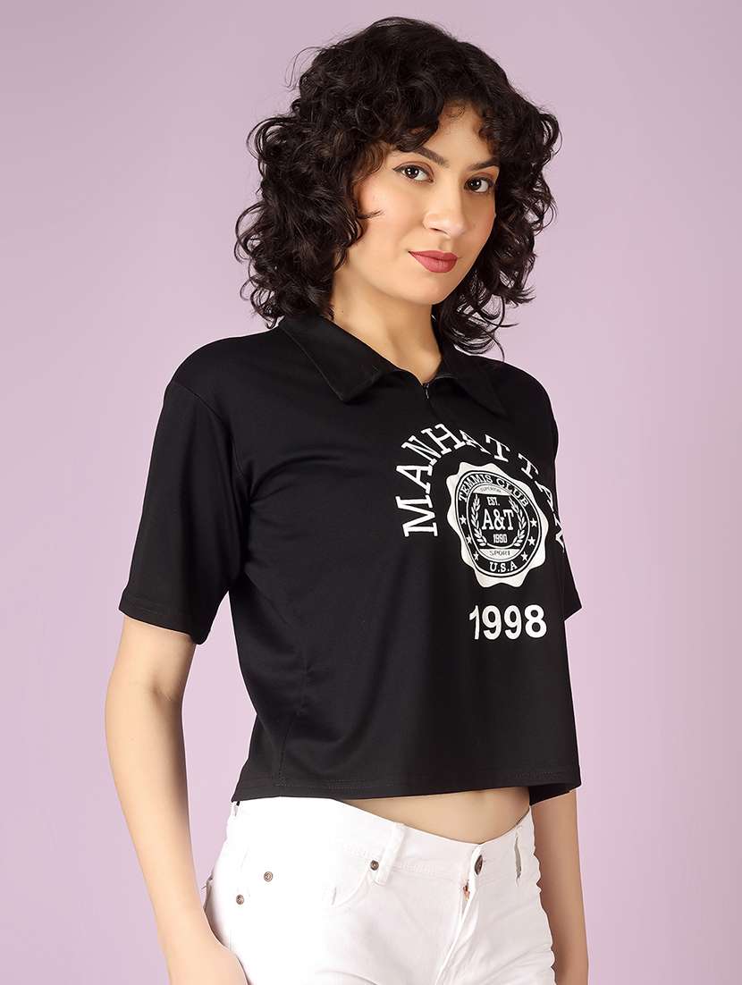 women printed short sleeve polo t-shirt - 22337584 -  Standard Image - 3