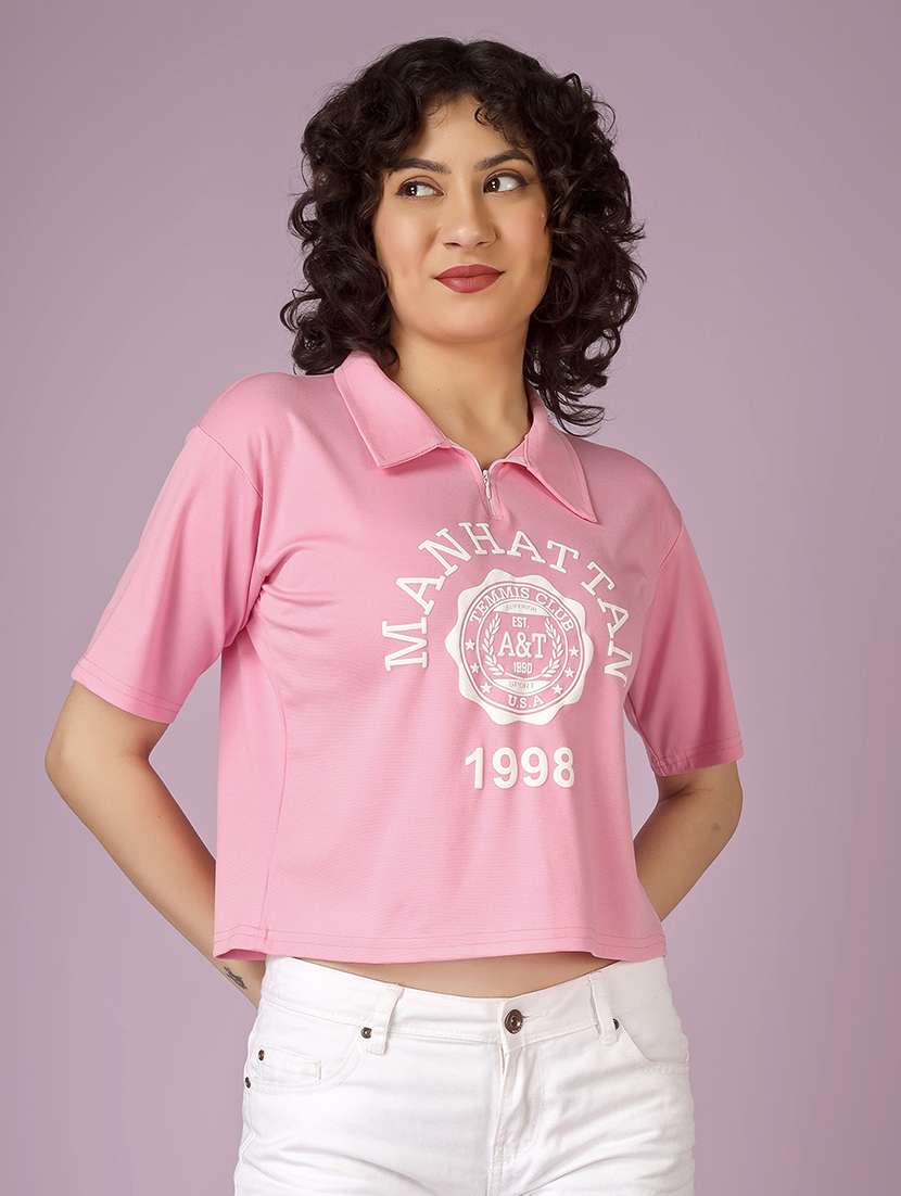 women printed short sleeve polo t-shirt - 22337585 -  Standard Image - 3