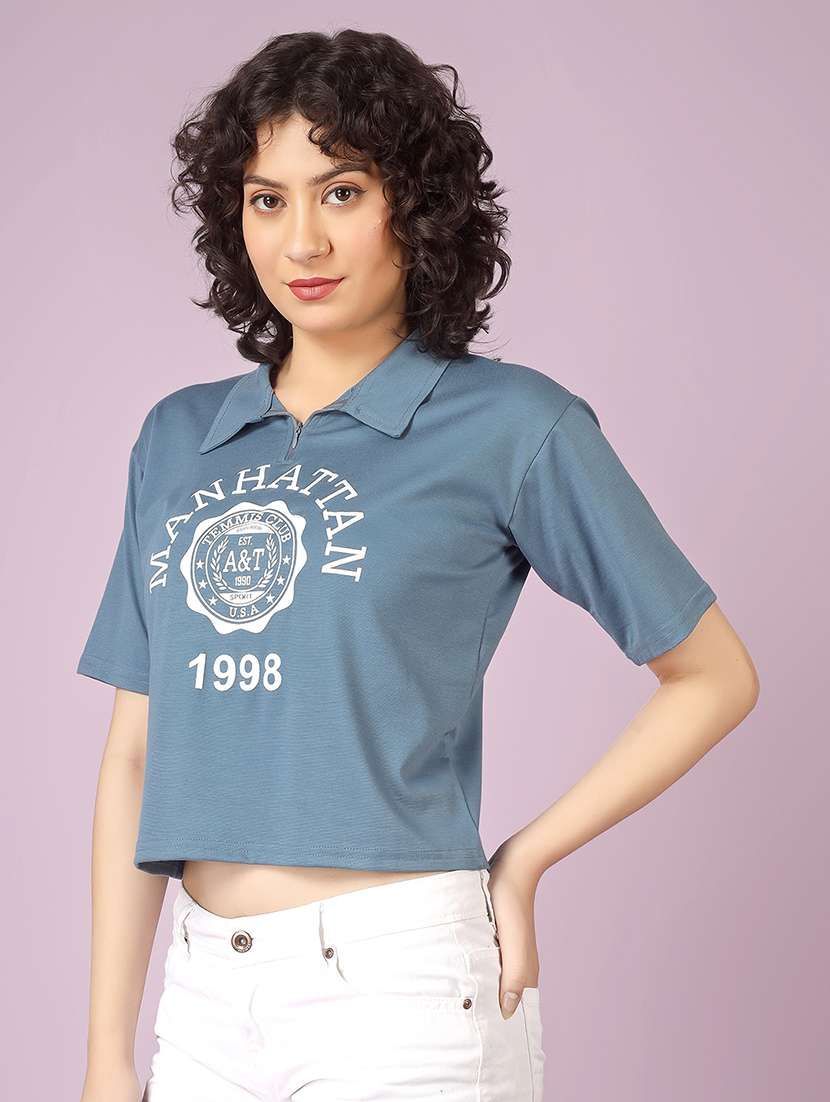 women printed short sleeve polo t-shirt - 22337586 -  Standard Image - 3