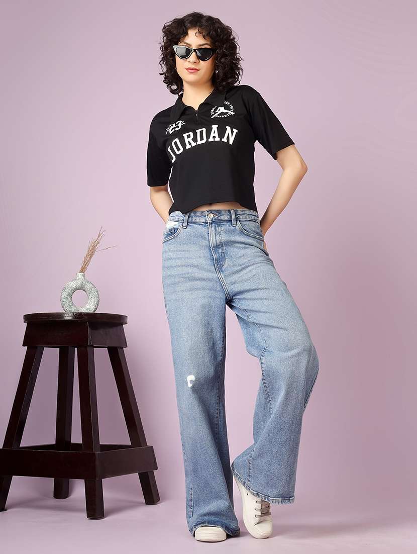 women printed short sleeve polo t-shirt - 22337589 -  Standard Image - 5