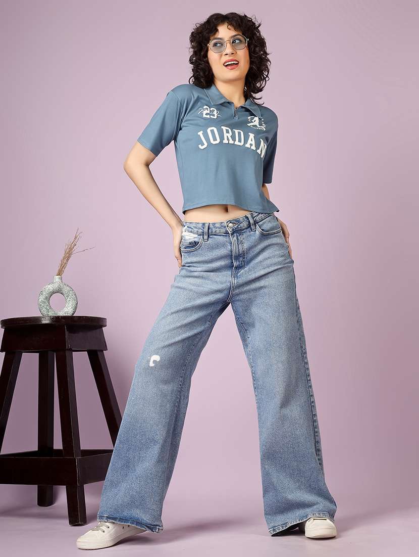 women printed short sleeve polo t-shirt - 22337591 -  Standard Image - 5