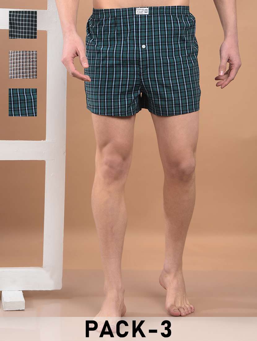 men pack of 3 checkered regular fit boxer