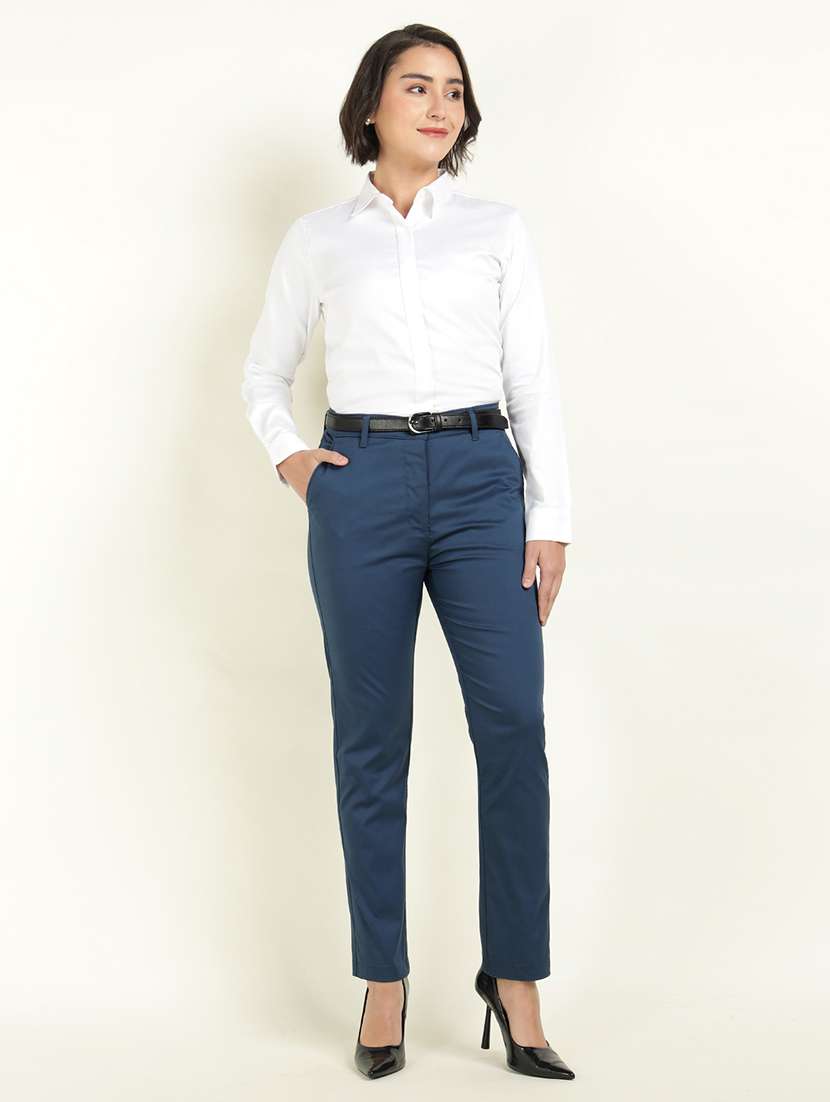 women solid mid rise cigarette pants - 22337690 -  Standard Image - 5