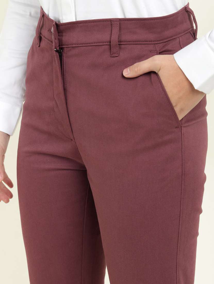 women solid mid rise cigarette pants - 22337691 -  Standard Image - 5