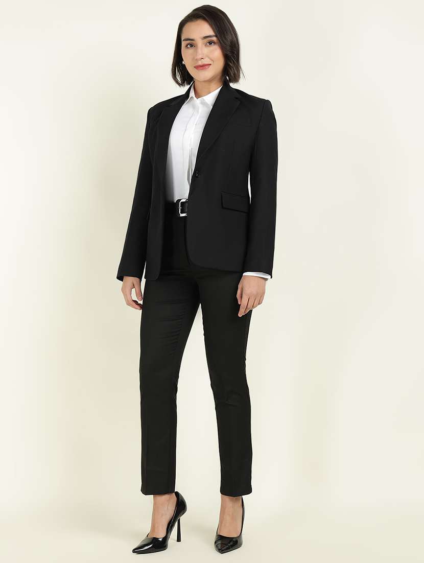 women solid long sleeve single breasted blazer - 22337694 -  Standard Image - 3