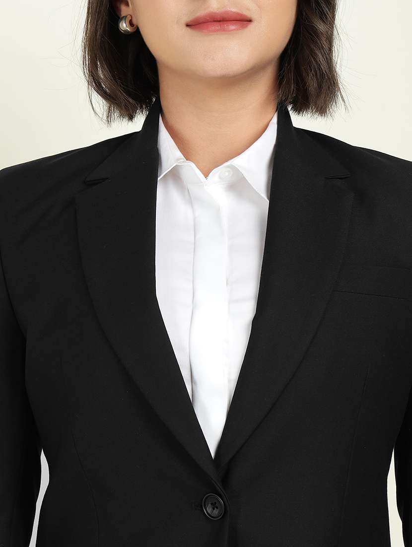 women solid long sleeve single breasted blazer - 22337694 -  Standard Image - 5