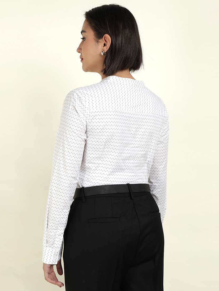 women mandarin collar long sleeve top - 22337704 -  Standard Image - 3