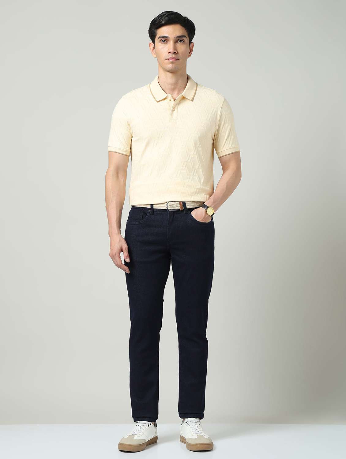 men plain mid rise full length jeans - 22337911 -  Standard Image - 5