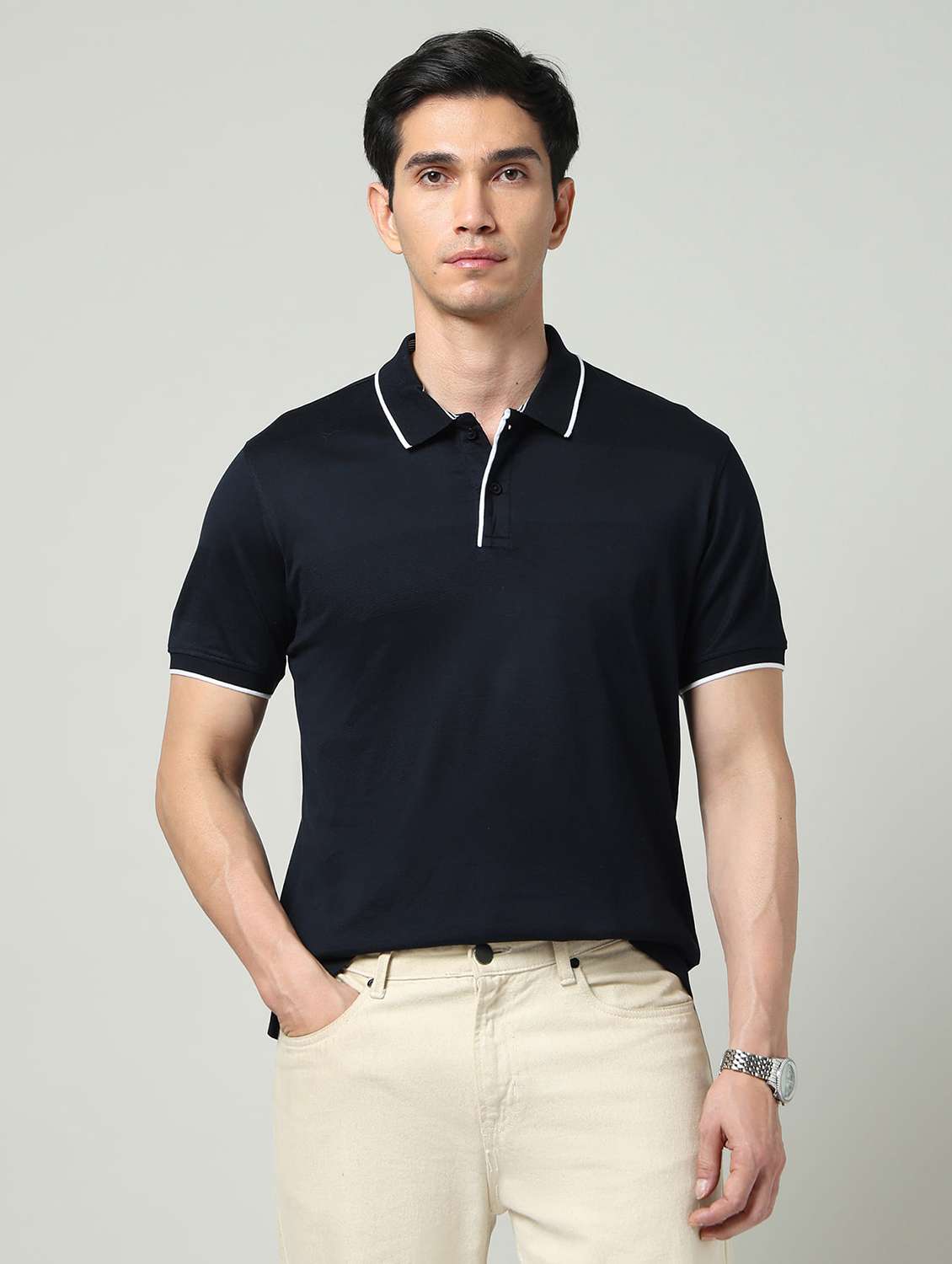men solid short sleeve regular fit polo t-shirt