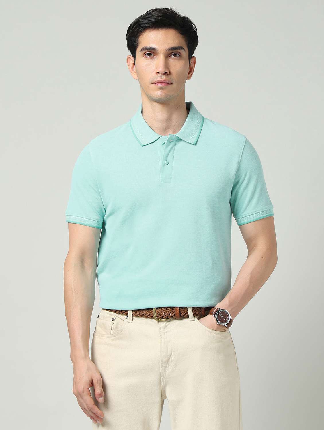 men solid short sleeve regular fit polo t-shirt