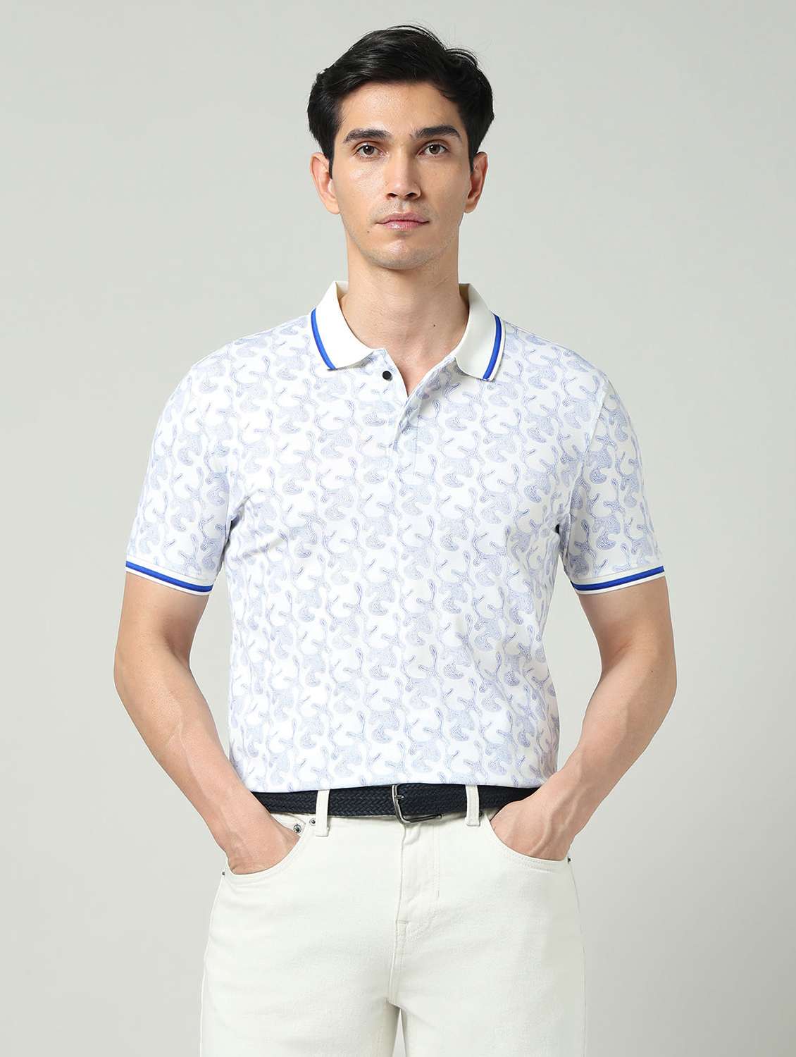 men printed short sleeve regular fit polo t-shirt