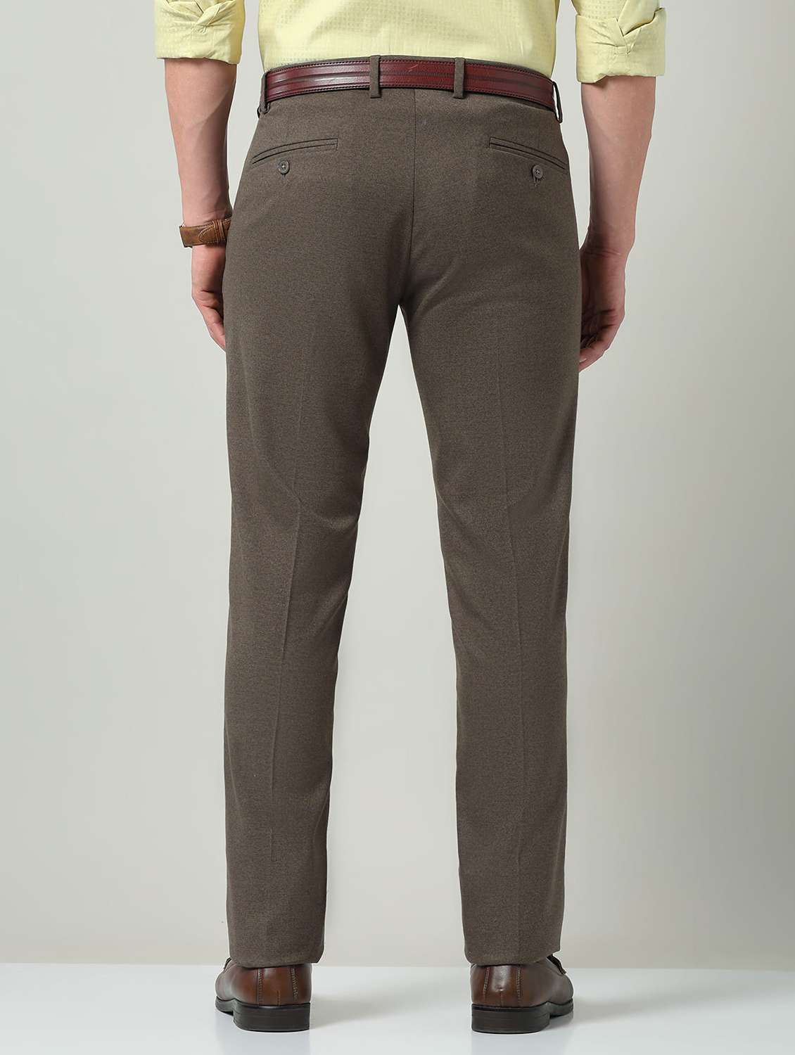 men solid mid rise flat front formal trouser - 22337973 -  Standard Image - 3