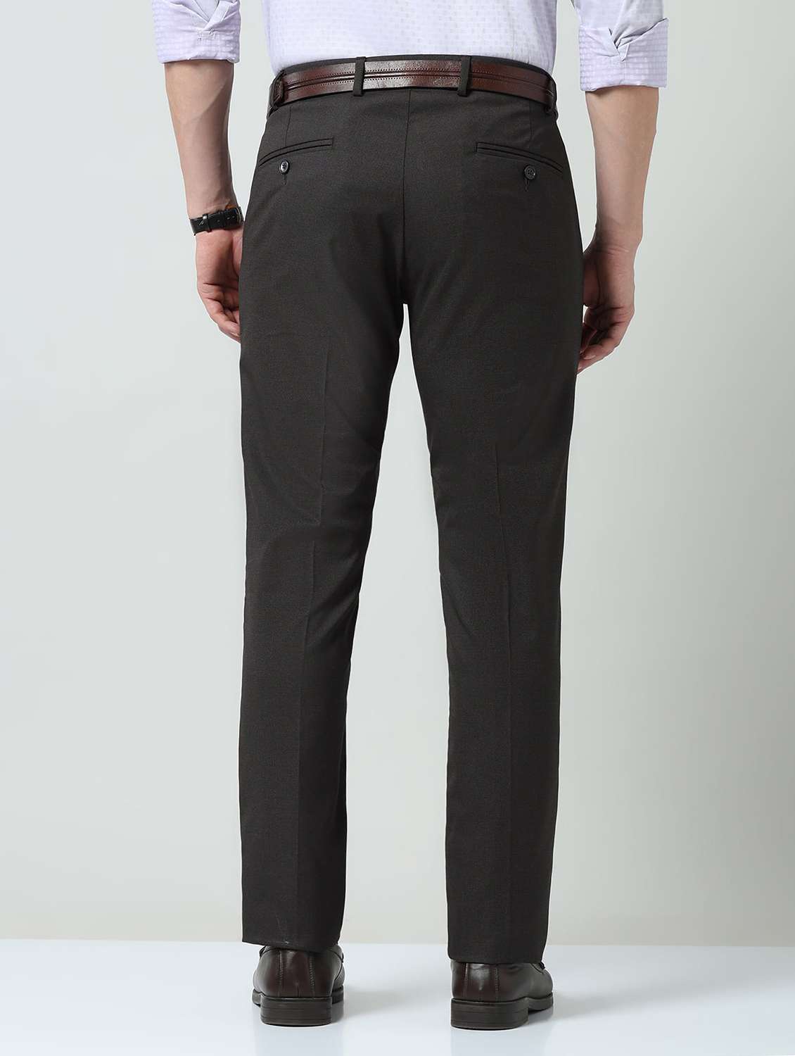 men solid mid rise flat front formal trouser - 22337974 -  Standard Image - 3