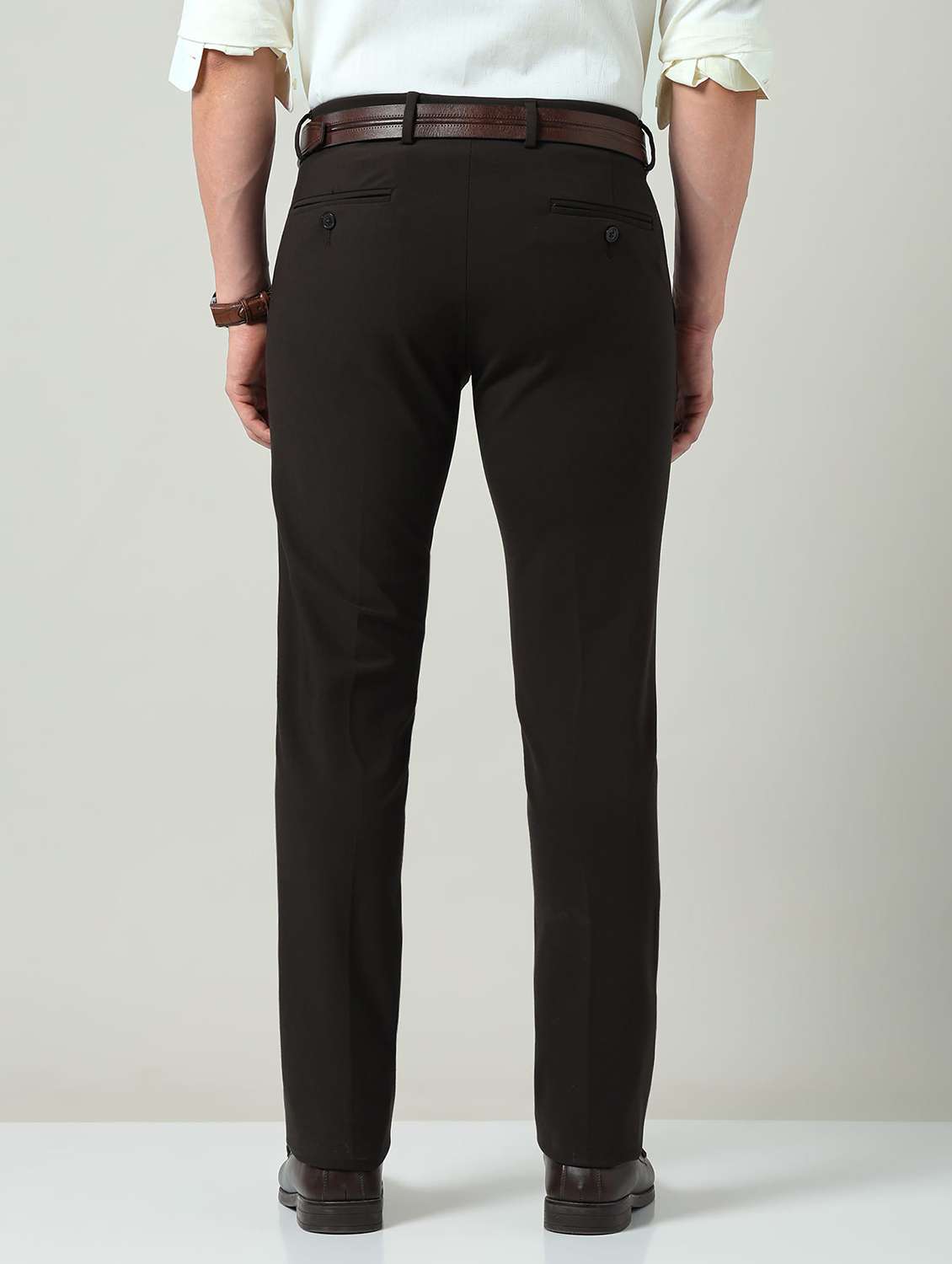 men solid mid rise flat front formal trouser - 22337980 -  Standard Image - 3