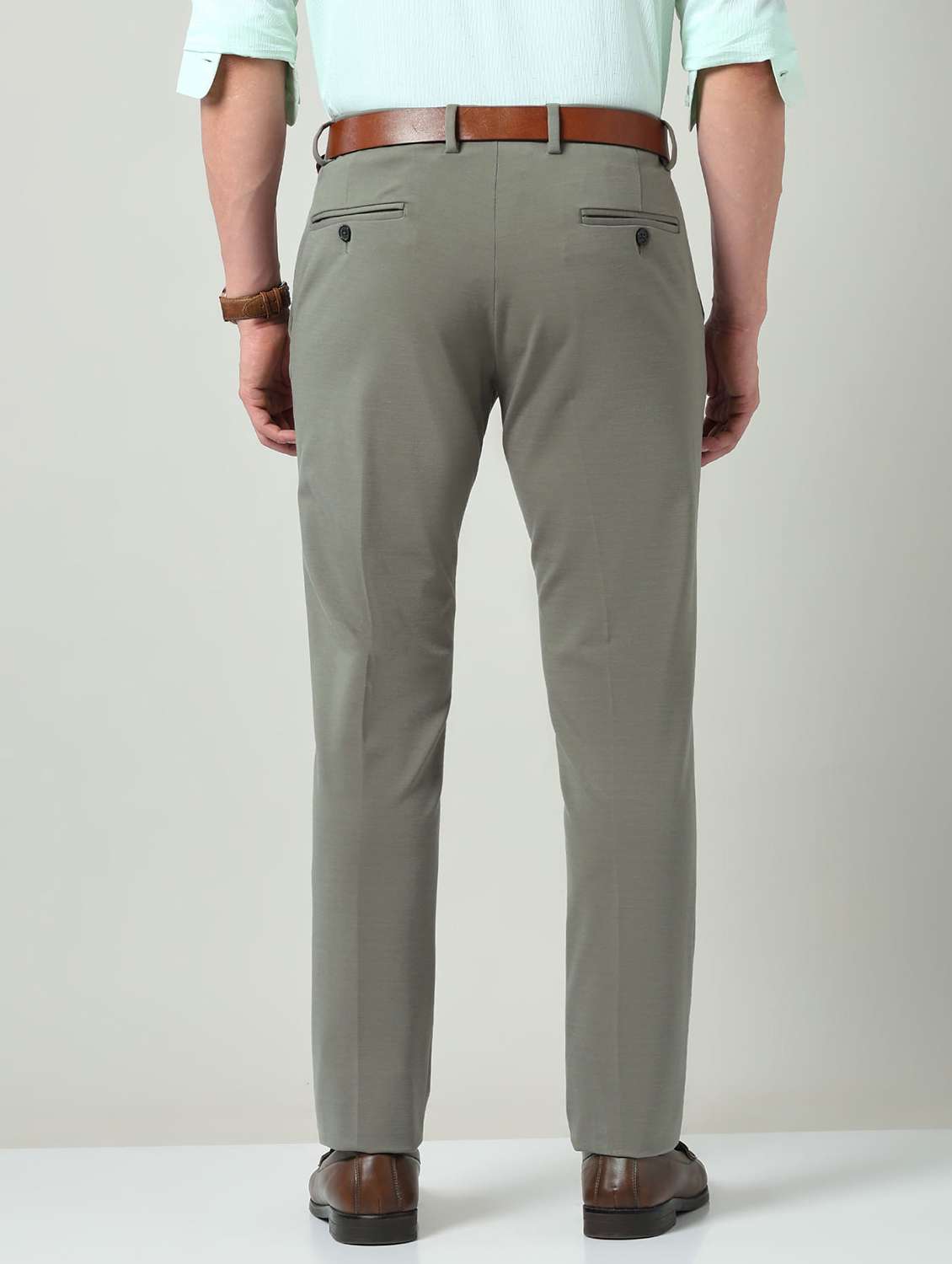 men solid mid rise flat front formal trouser - 22337982 -  Standard Image - 3